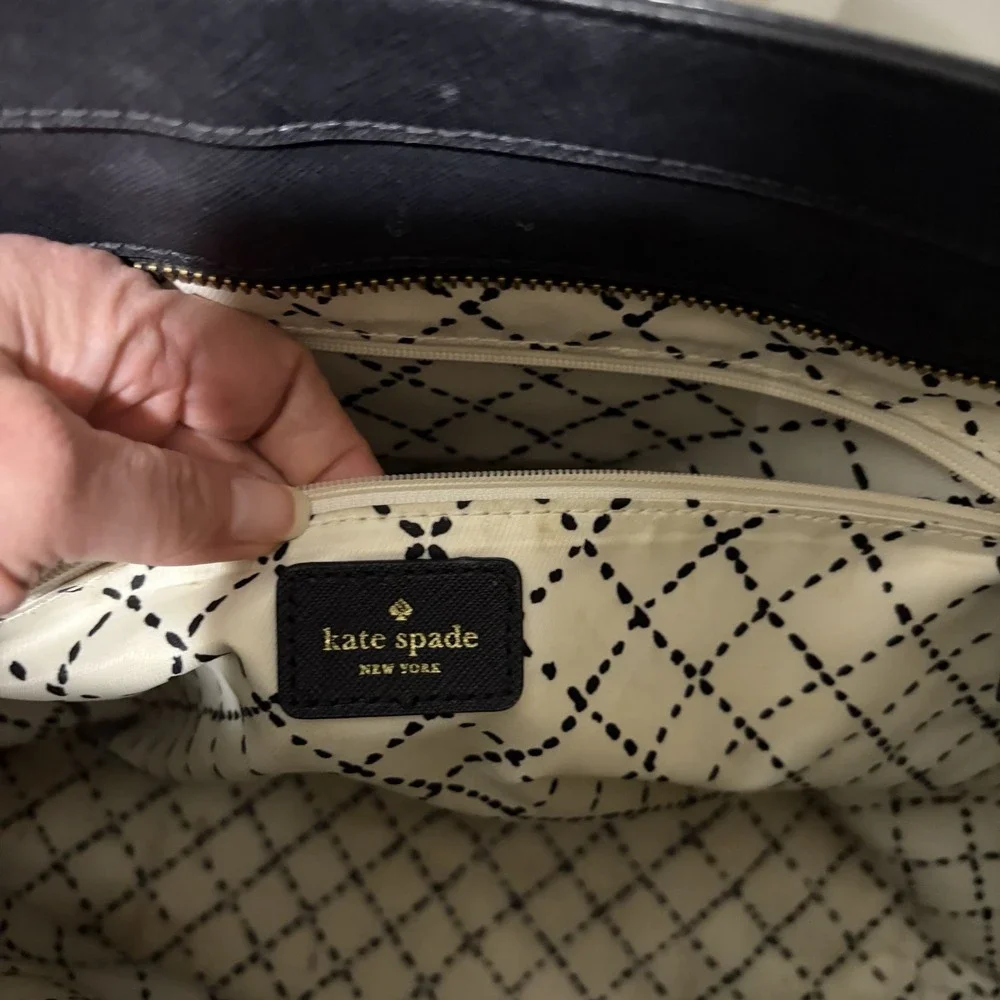 Kate Spade New York Black Leather Tote Bag Purse‎ Large Cow Leather Classic